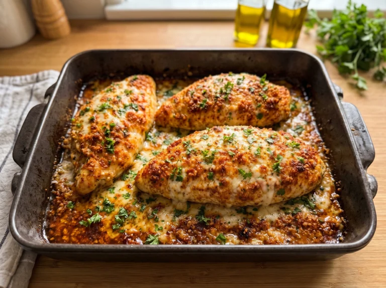 Garlic Parmesan Mozzarella Baked Chicken