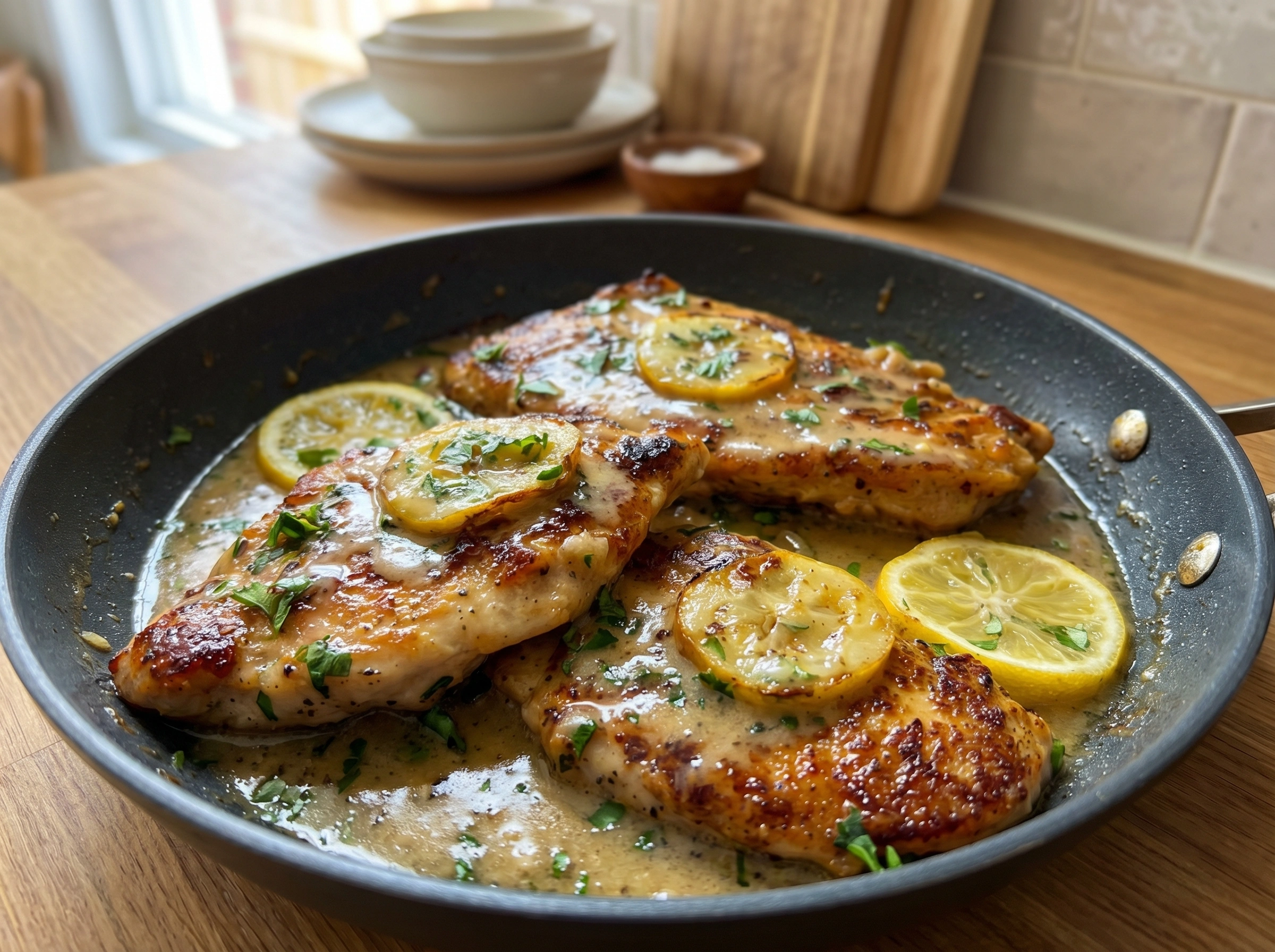 Irresistible Creamy Lemon Garlic Chicken Skillet