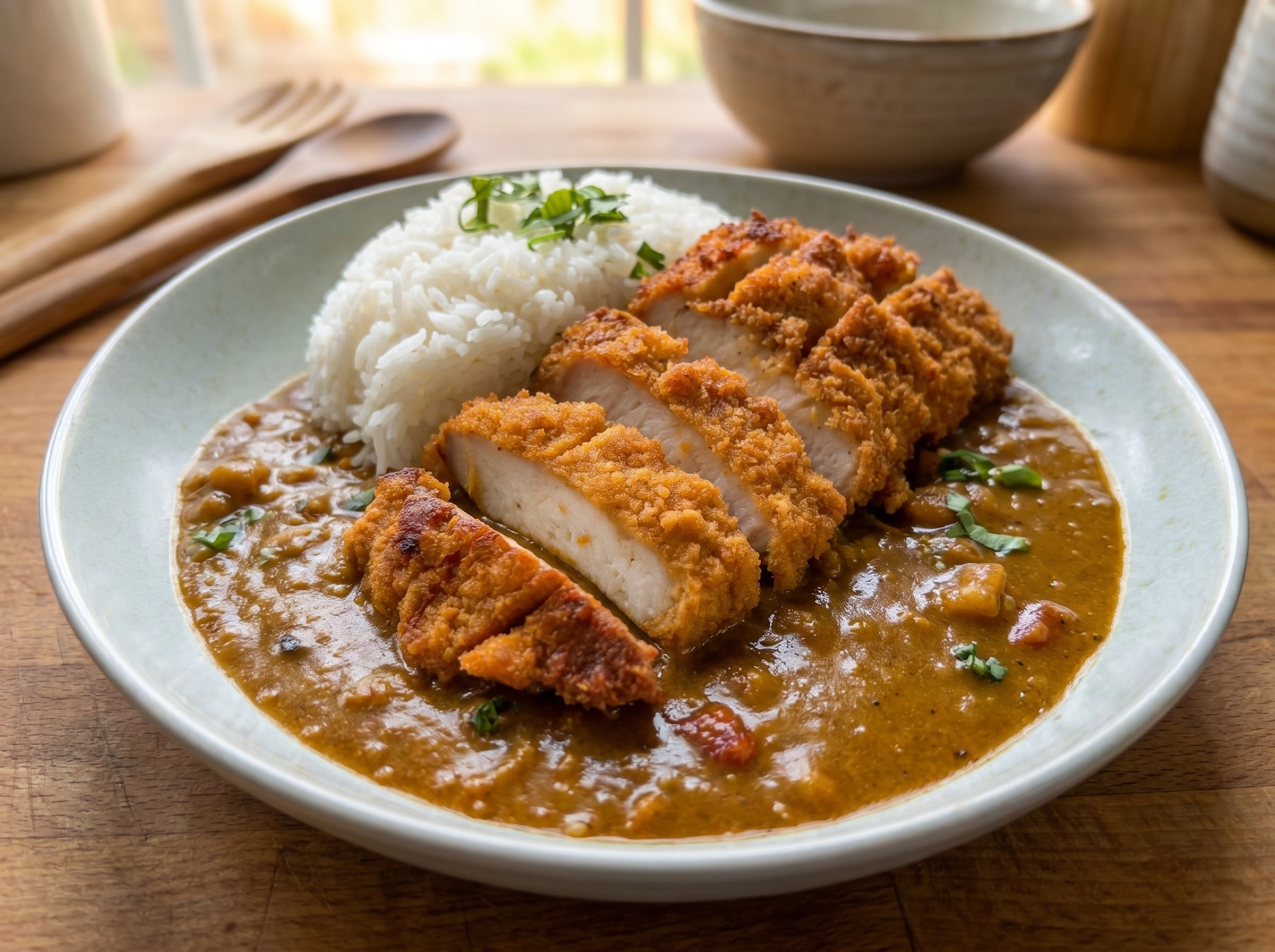 Crispy Chicken Katsu Curry with Steamed Rice