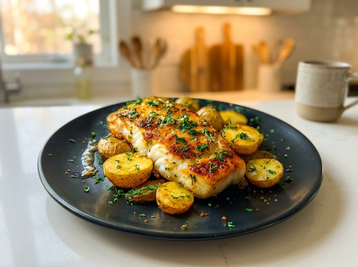 Garlic Butter Pan-Seared Fish with Baby Potatoes