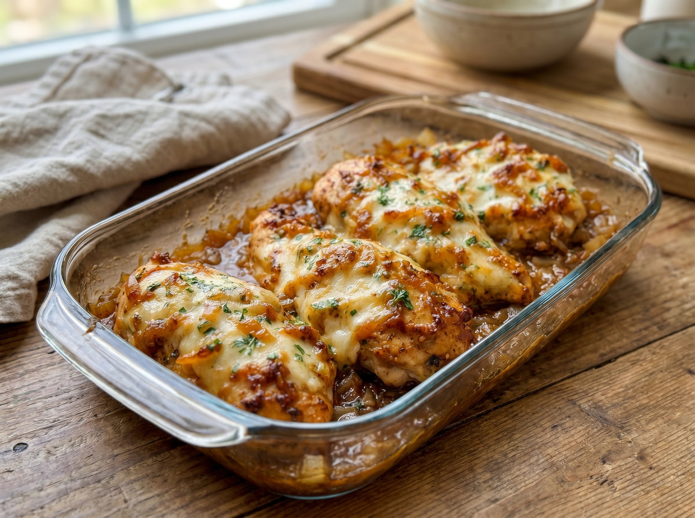 French Onion Smothered Chicken Bake