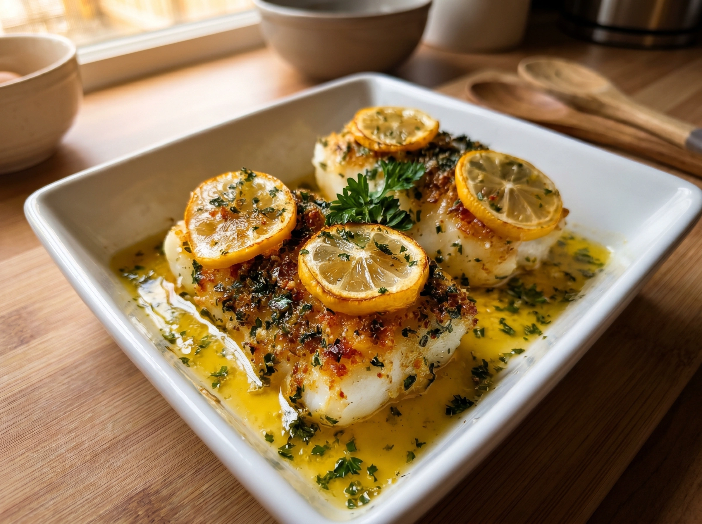 Lemon Garlic Butter Baked Cod