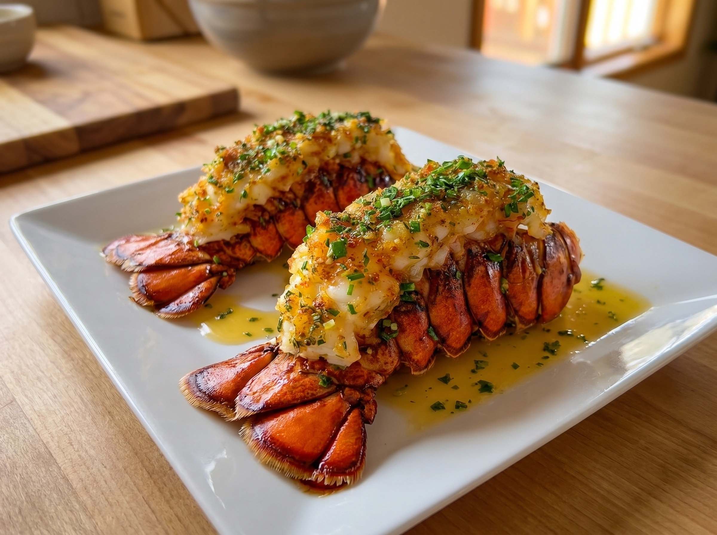 Garlic Butter Broiled Lobster Tails with Herbs