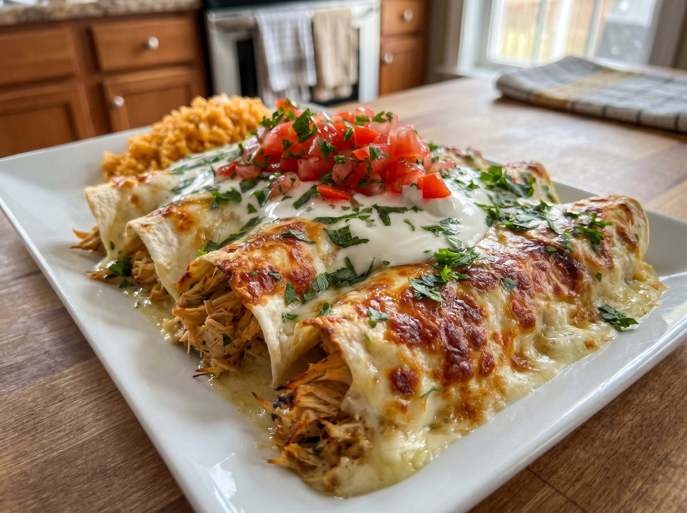 Creamy White Chicken Enchiladas