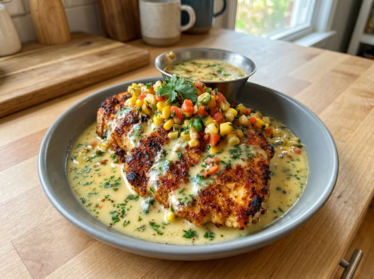 Creamy Cilantro Lime Chicken with Corn Salsa