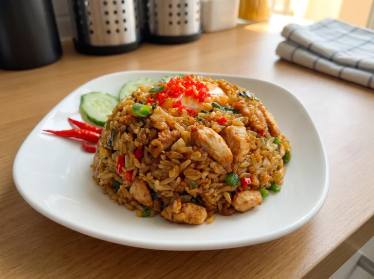 Spicy Chicken Fried Rice with Egg Cucumbers