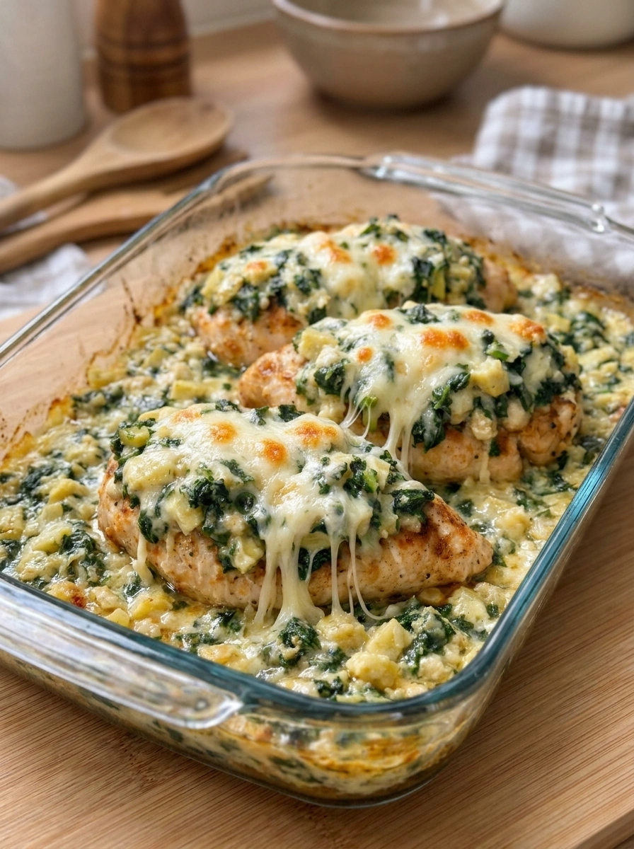 Spinach Artichoke Smothered Chicken