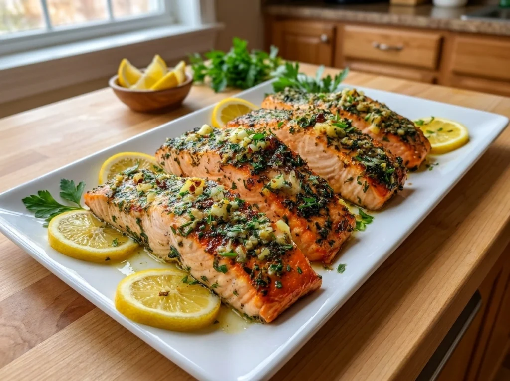 Garlic Herb Lemon Salmon Fillets