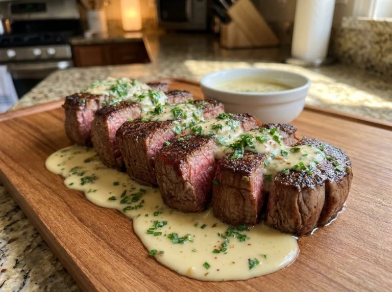 Creamy Garlic Steak with Herb Sauce