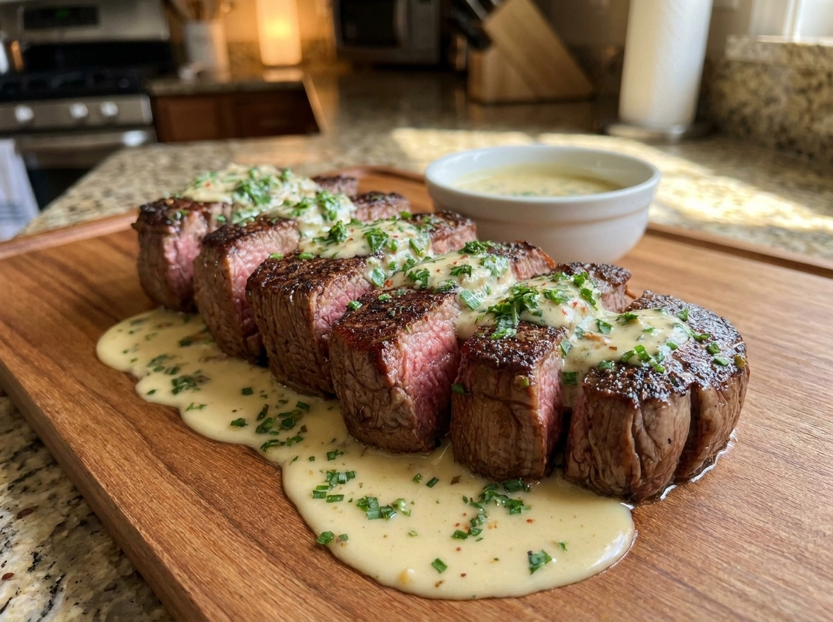 Creamy Garlic Steak with Herb Sauce