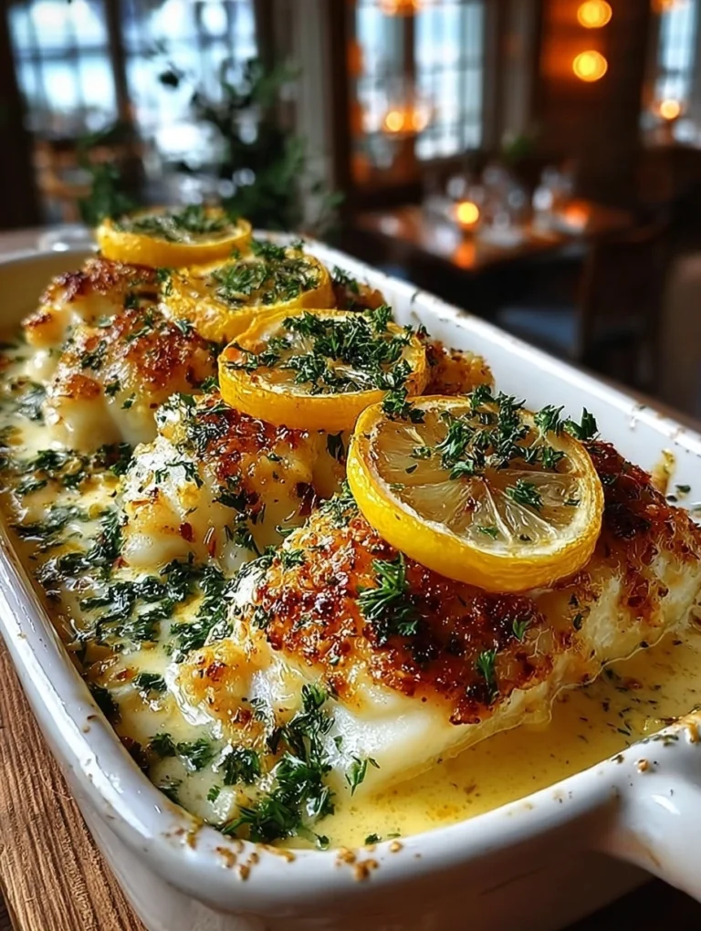 Creamy Lemon Garlic Baked Fish