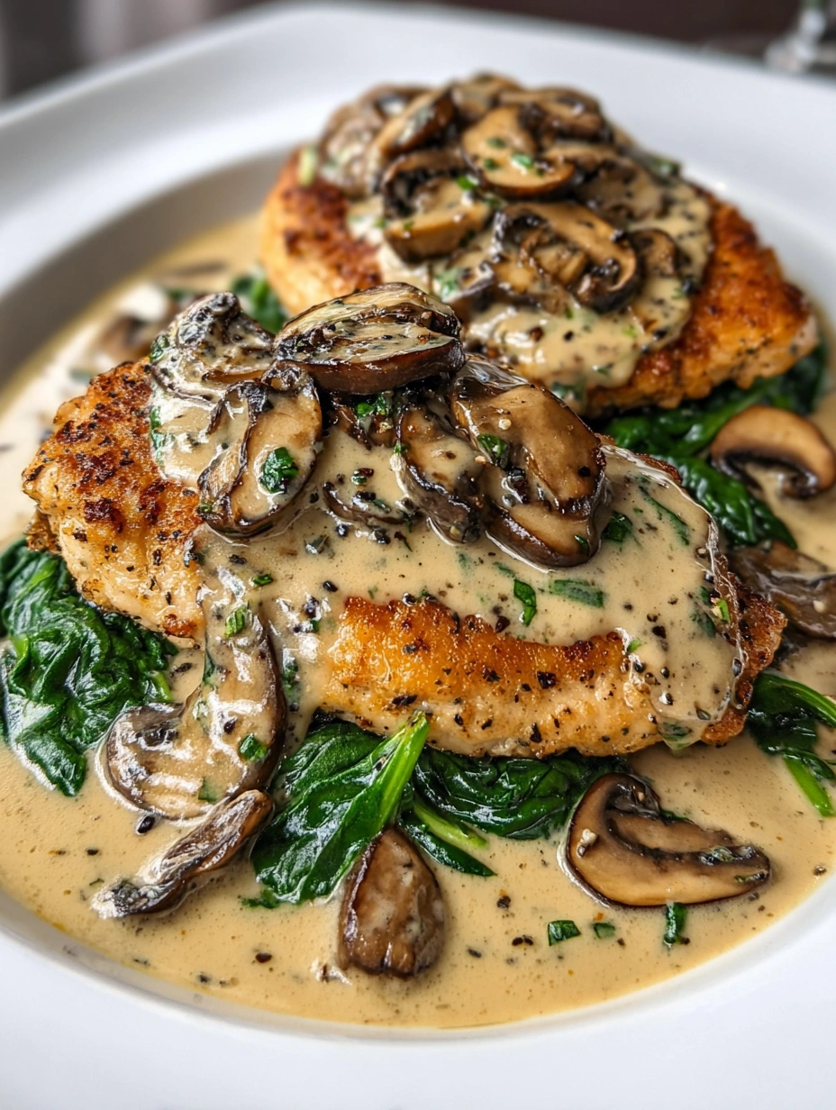 Creamy Mushroom Chicken with Spinach