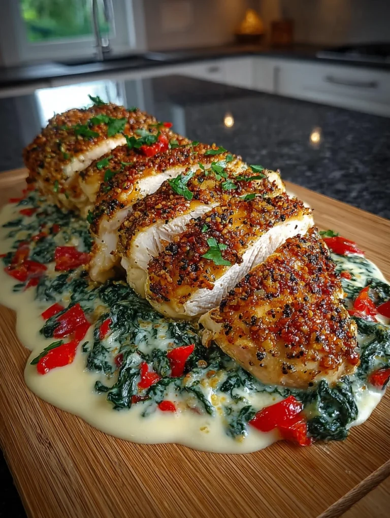 Creamy Spinach Red Pepper Stuffed Chicken