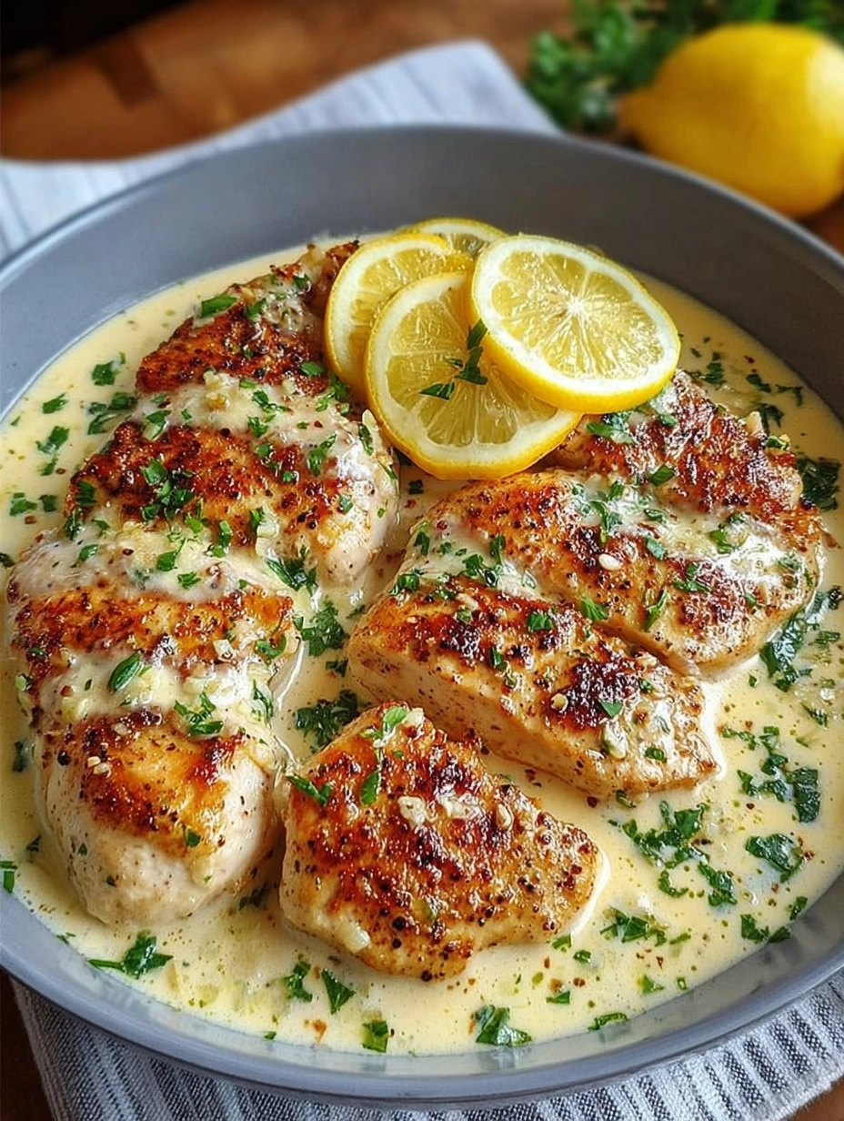 Creamy Lemon Garlic Chicken Skillet