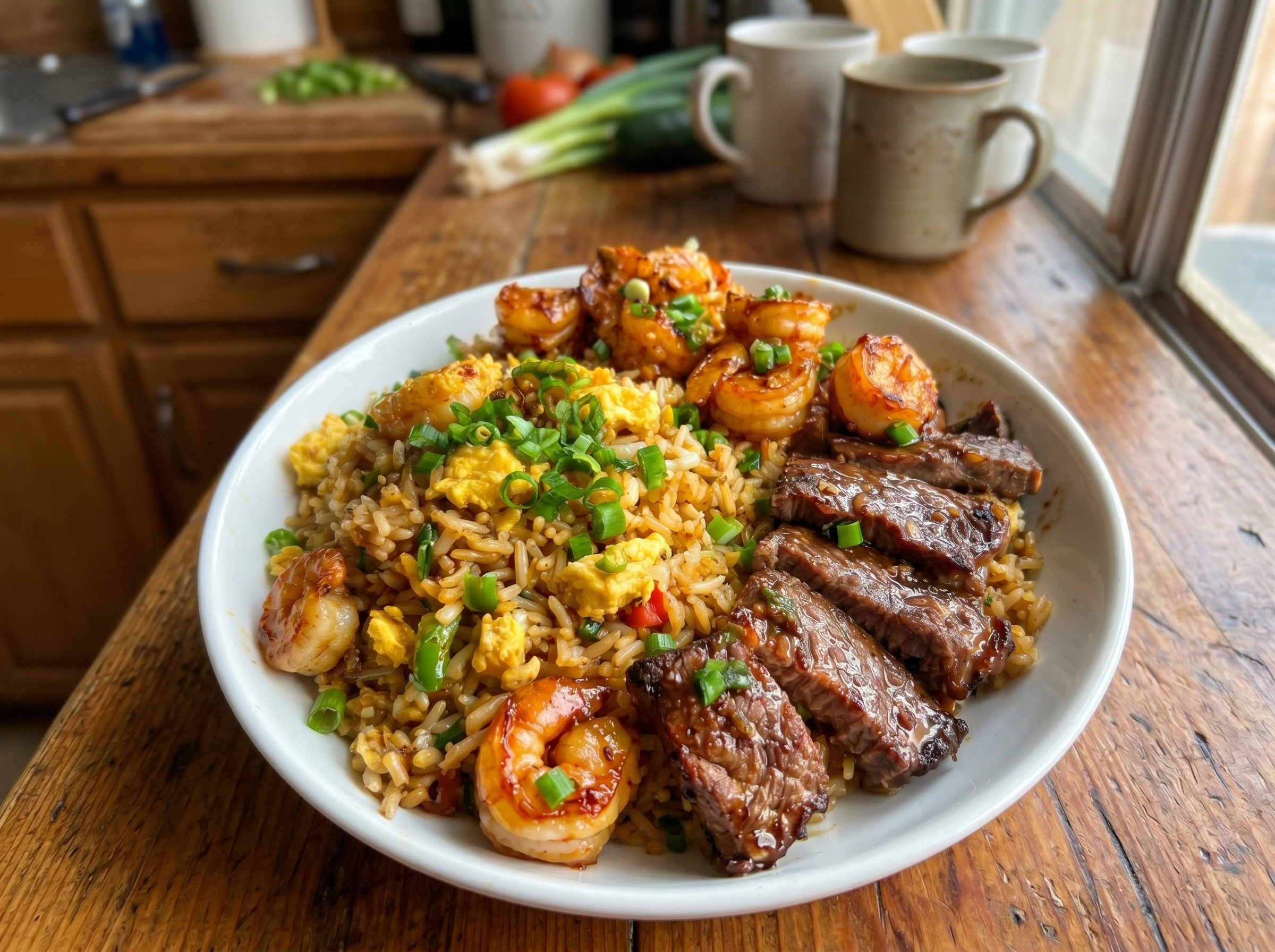 Steak Shrimp Fried Rice Bowl