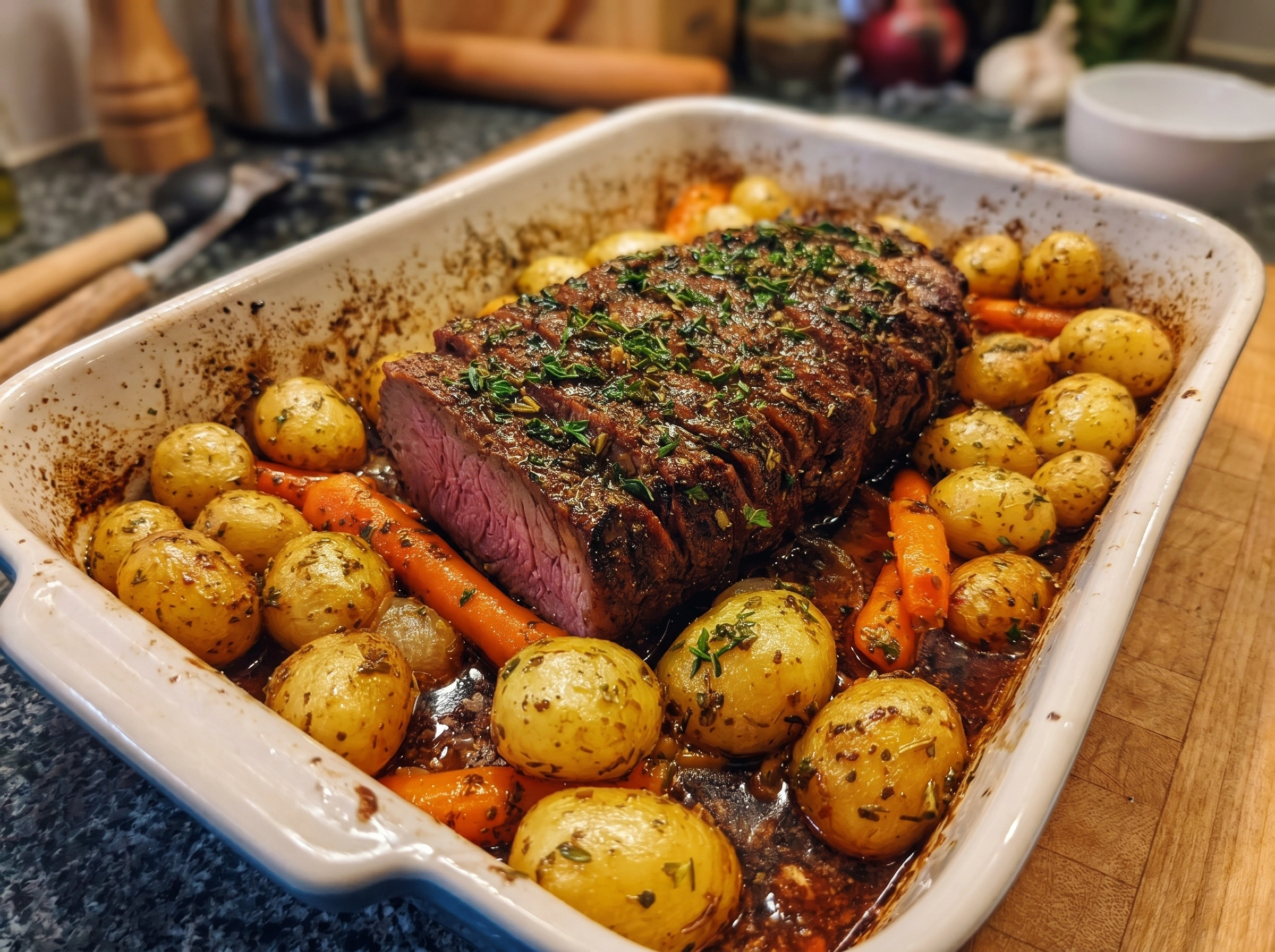Garlic Herb Roast Beef with Potatoes