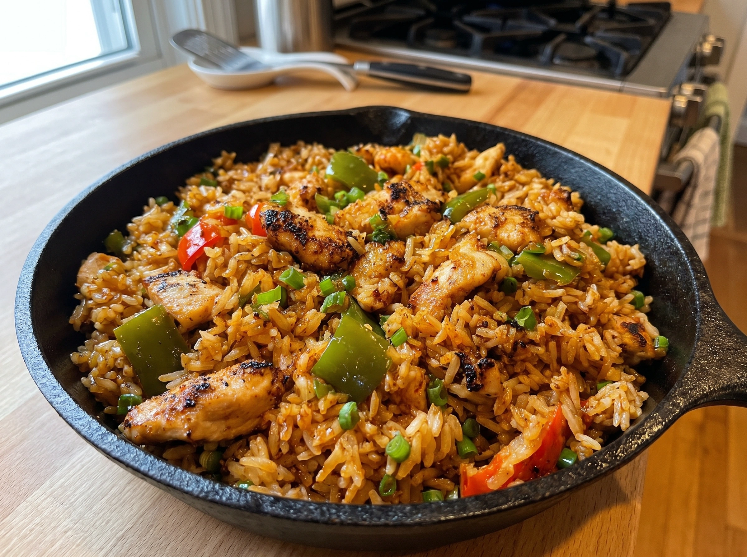 Spicy Chicken Fried Rice Skillet