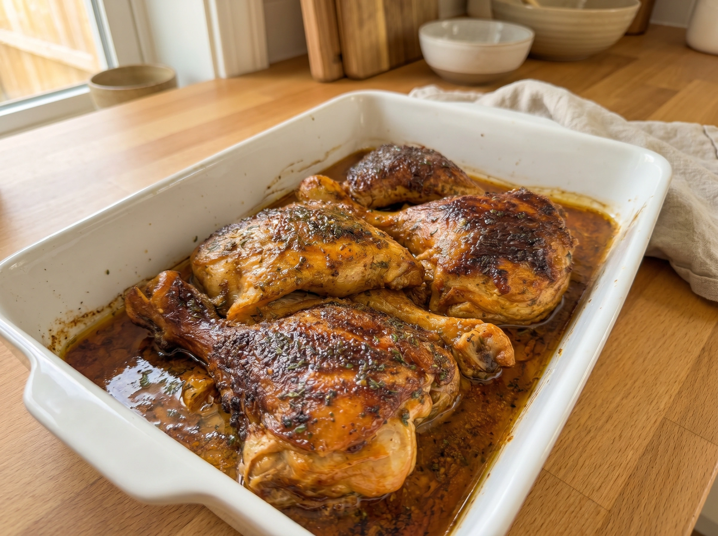 Golden Honey-Garlic Herb Roasted Chicken Quarters
