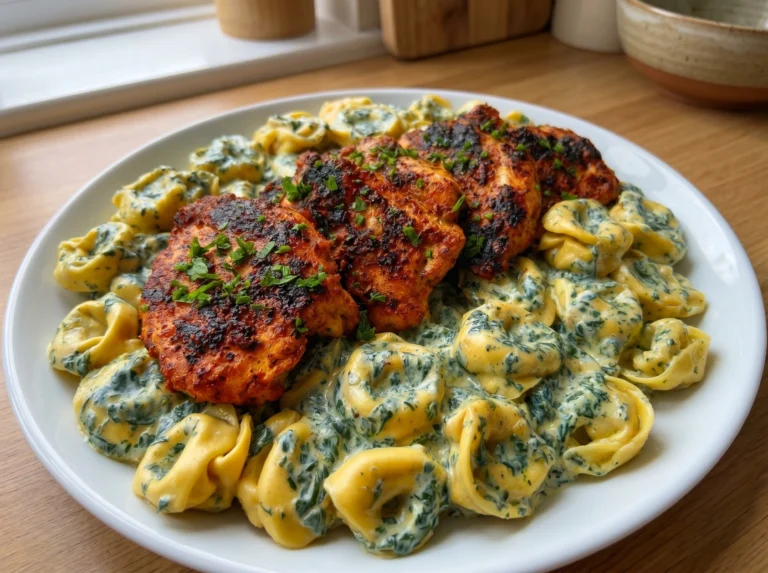 Blackened Chicken with Creamy Spinach Tortellini