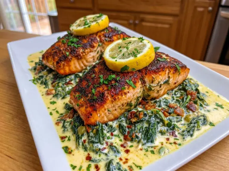 Creamy Lemon Spinach Salmon