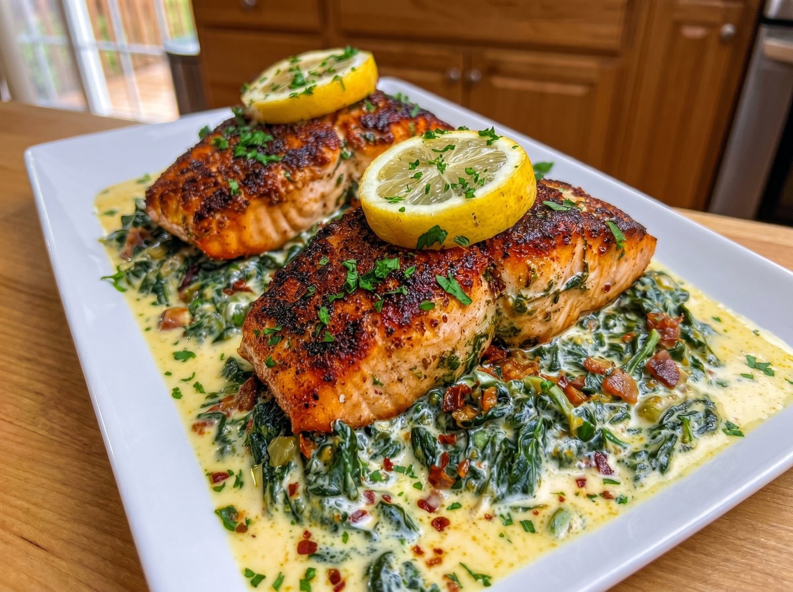 Creamy Lemon Spinach Salmon