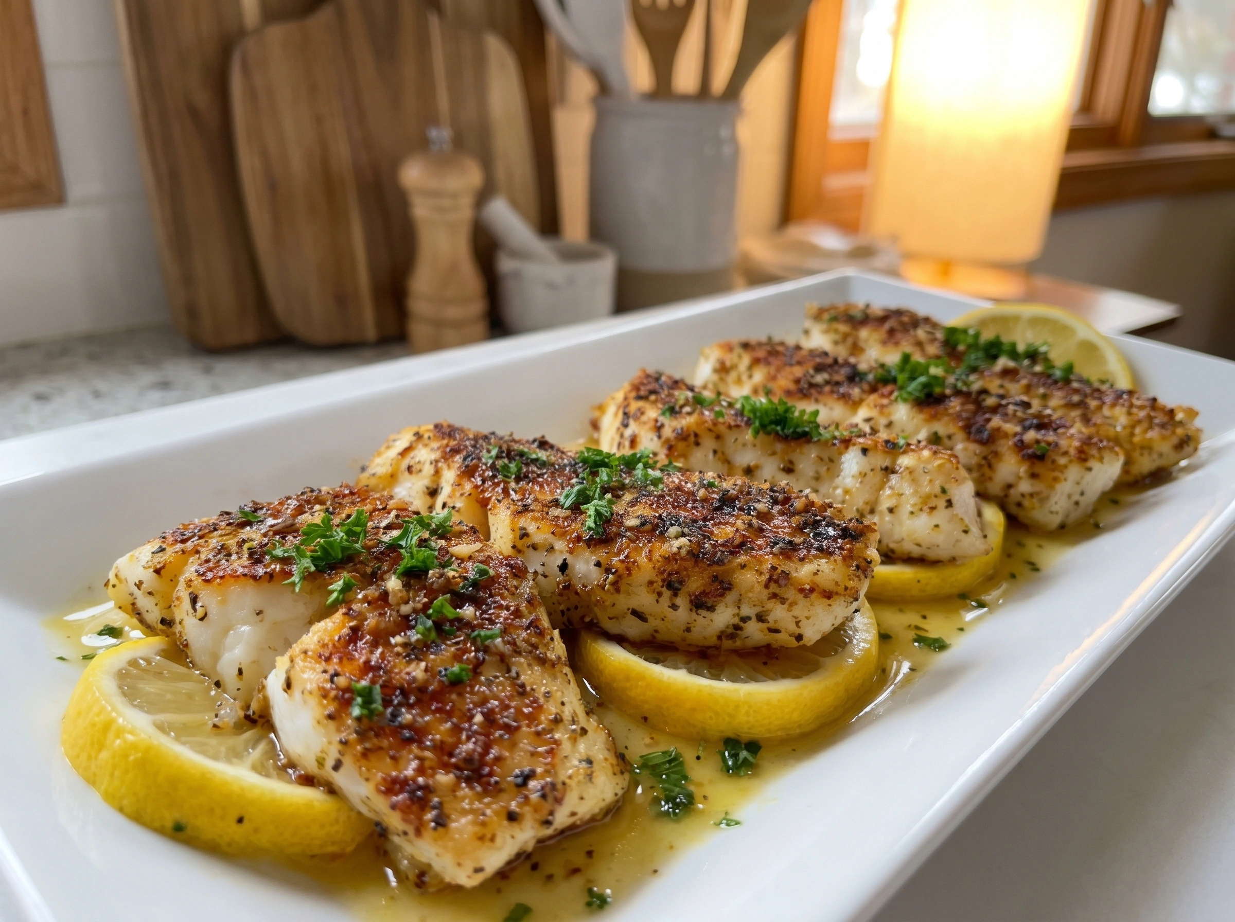 Lemon Garlic Butter Baked Fish Fillets