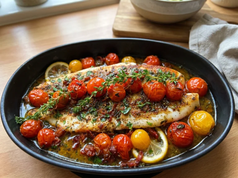 Lemon Herb Baked Fish with Cherry Tomatoes