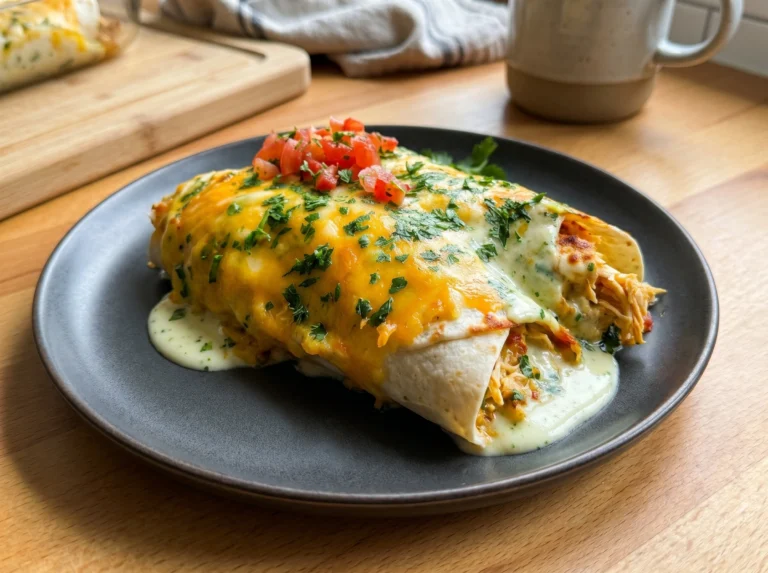 Creamy Cilantro Chicken Burritos