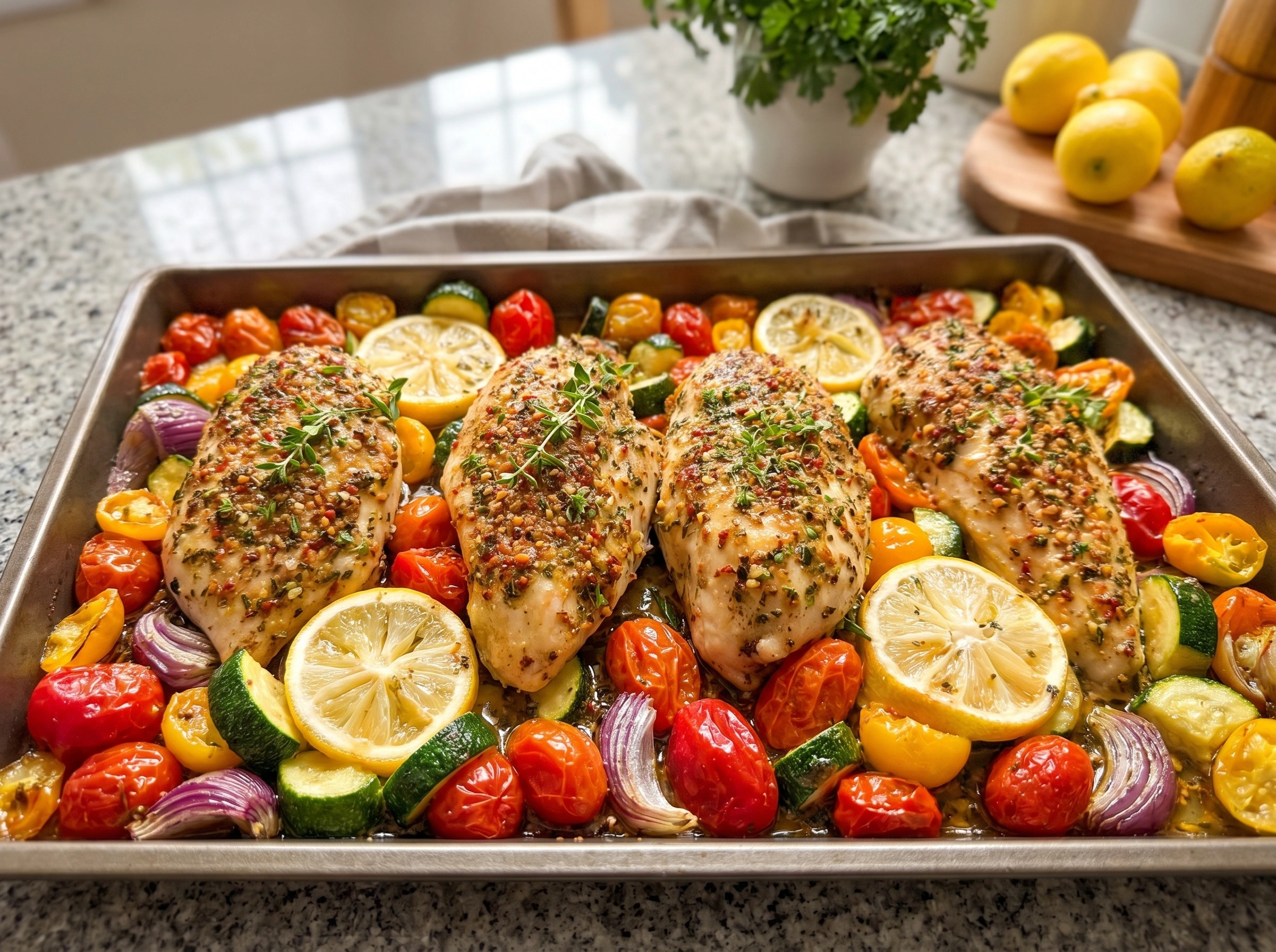 Lemon Herb Sheet Pan Chicken Vegetables