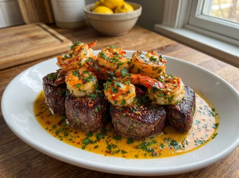 Cajun Garlic Butter Steak Bites with Shrimp