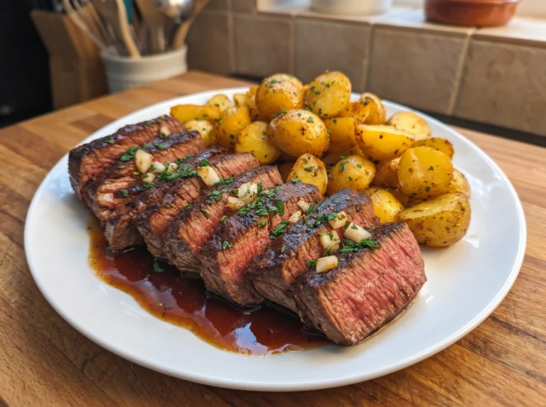 Grilled Steak with Garlic Roasted Potatoes