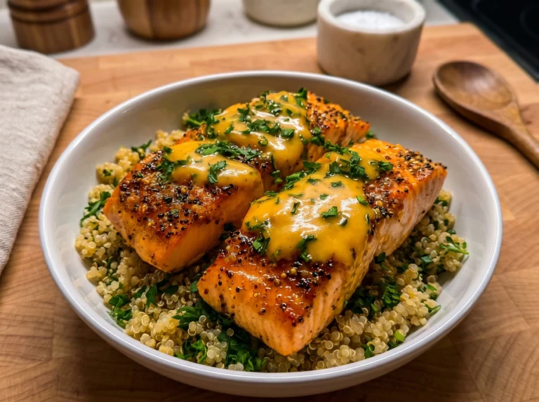 Honey Mustard Salmon over Quinoa