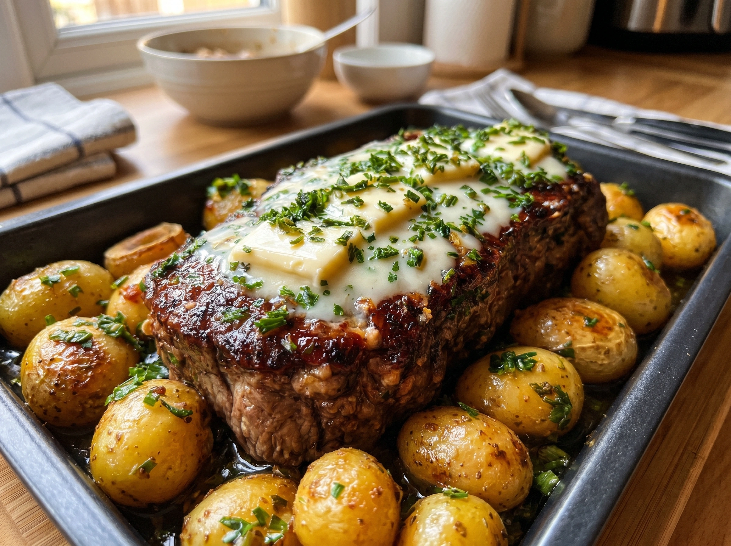 Garlic Butter Steak with Creamy Herb Potatoes
