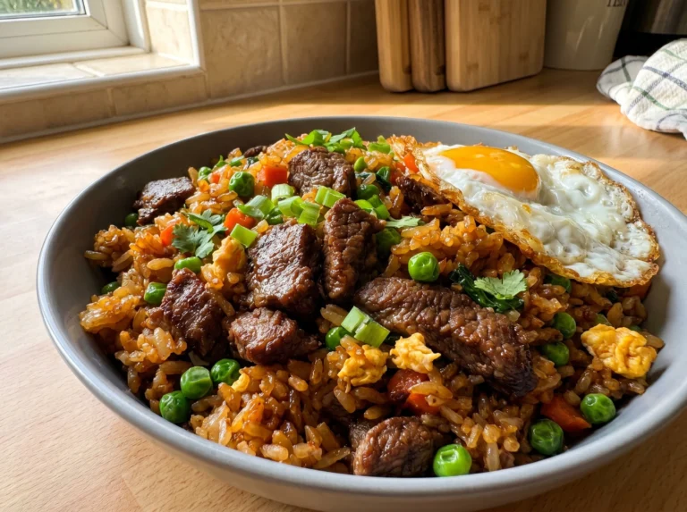 Beef Fried Rice with Peas & Egg