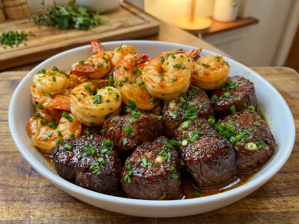 Garlic Butter Steak Bites Shrimp
