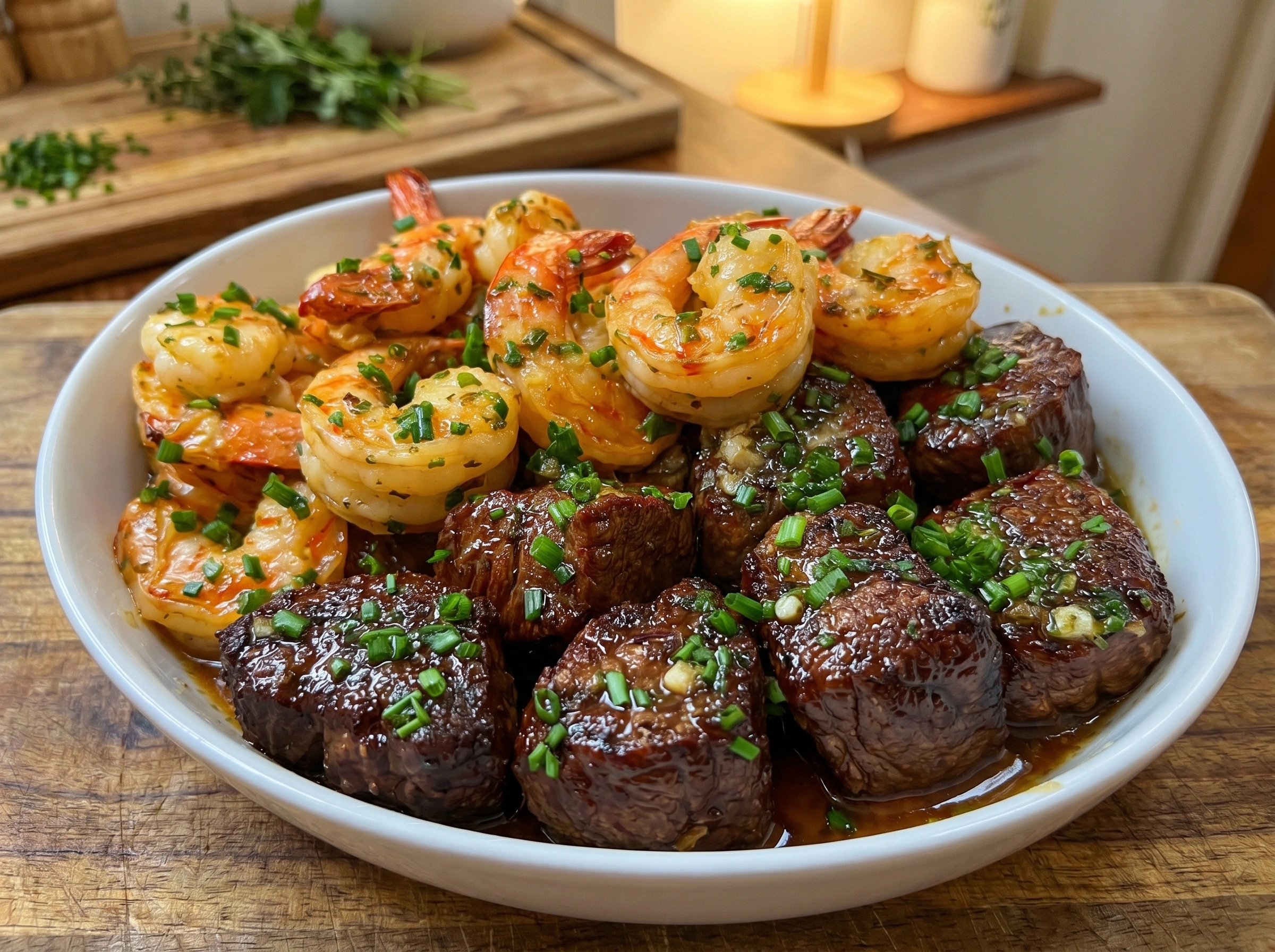 Garlic Butter Steak Bites Shrimp