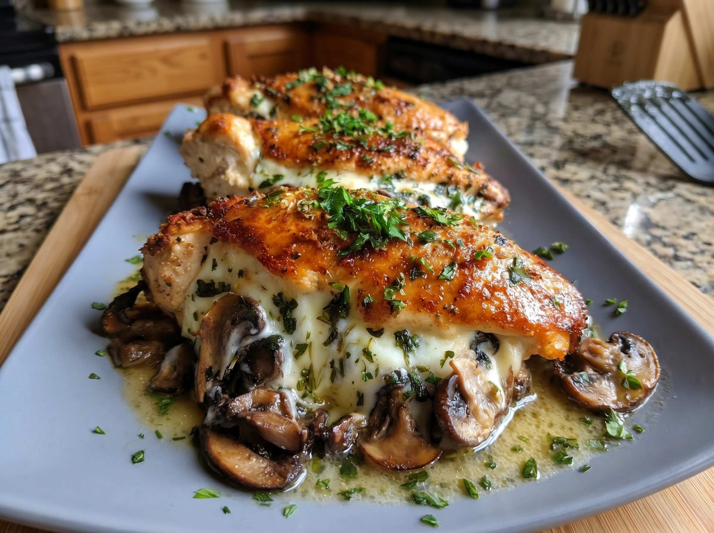 Mushroom Mozzarella Stuffed Chicken